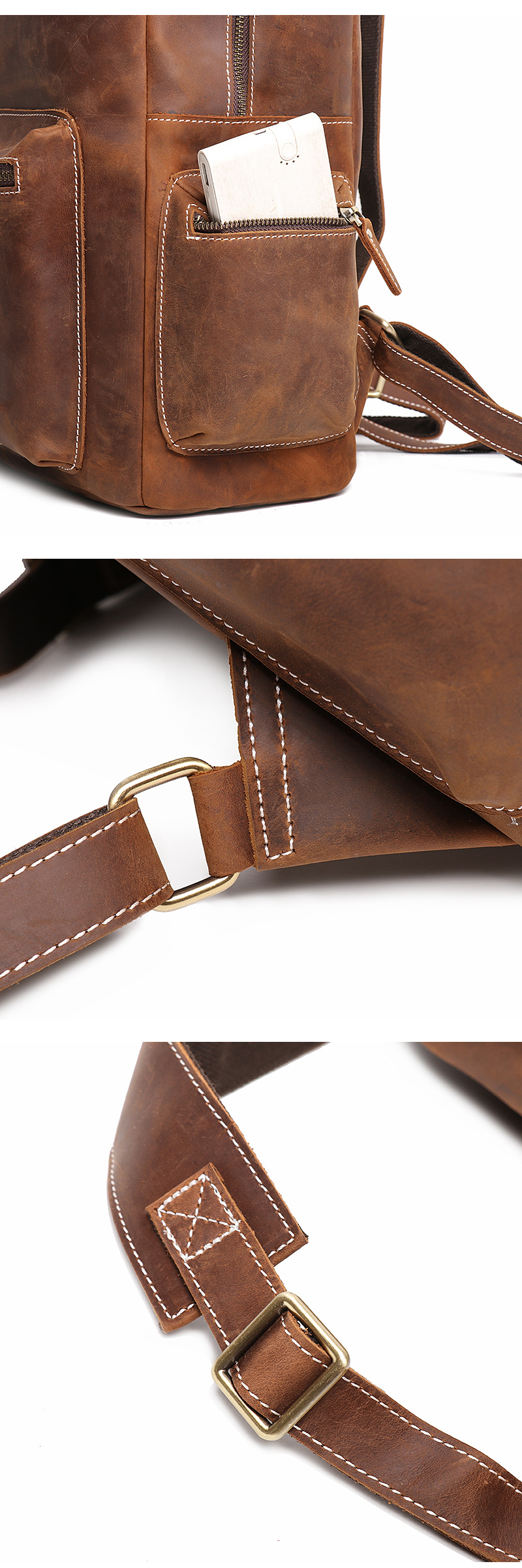 Premium Leather Durable Stylish Multifunctional Bag Laptop Backpack for Travel Work