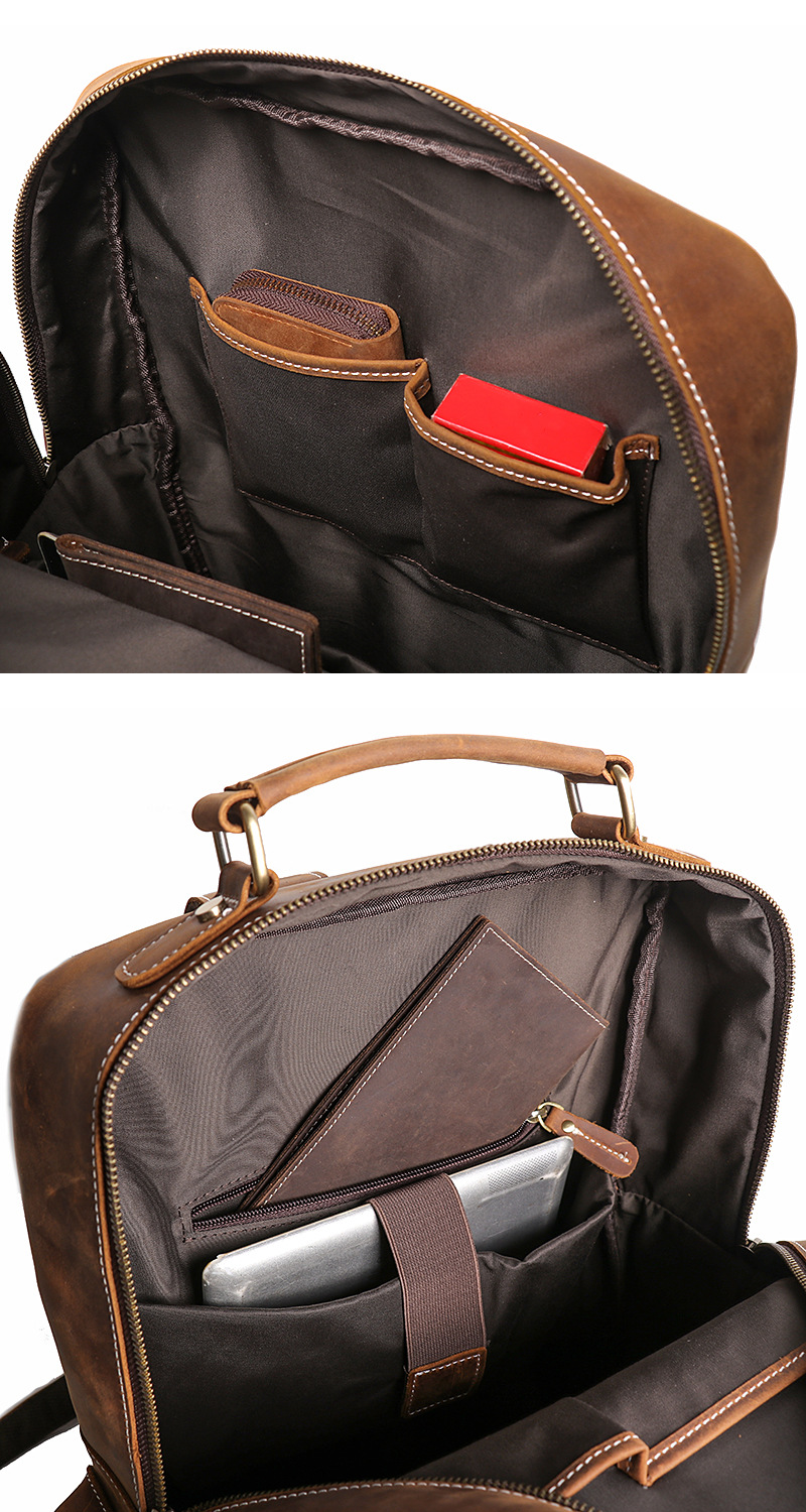 Premium Leather Durable Stylish Multifunctional Bag Laptop Backpack for Travel Work