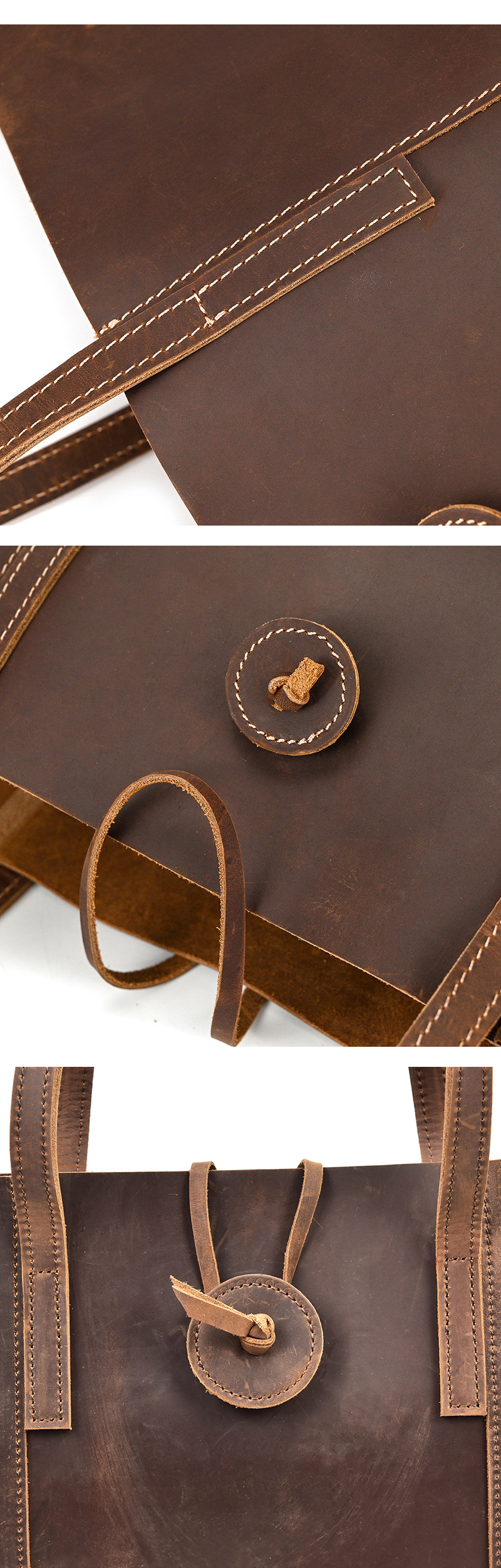 Vintage Genuine Leather City Tote Bag Large Shoulder Purse for Women