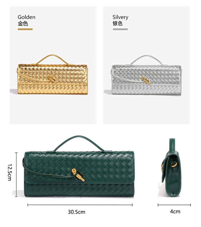 Elegant Woven PU Long Clutch Bag with Shoulder Strap for Women