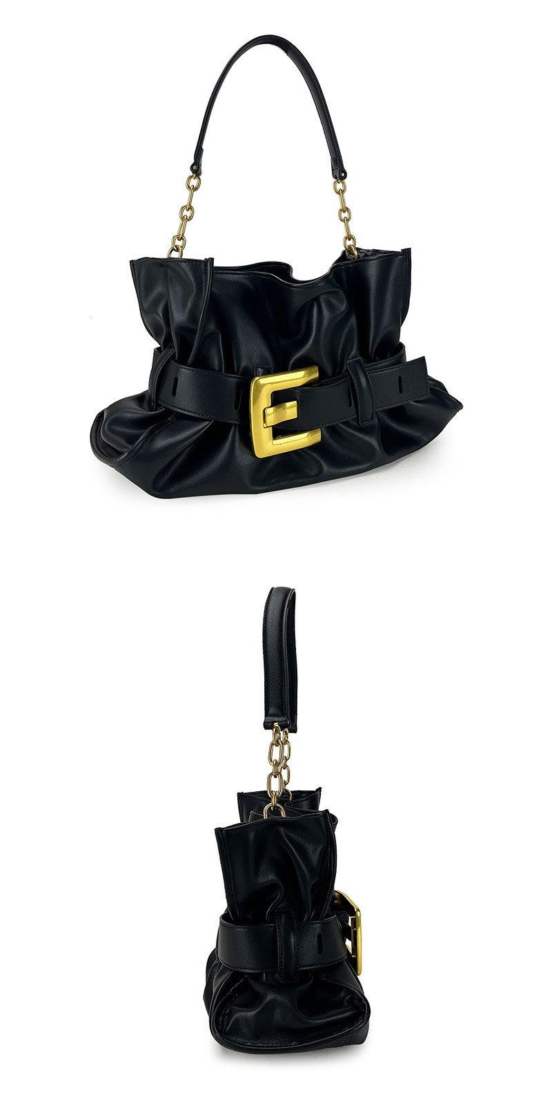 Chic Leather Shoulder Bag for Women with Stylish Belt Buckle