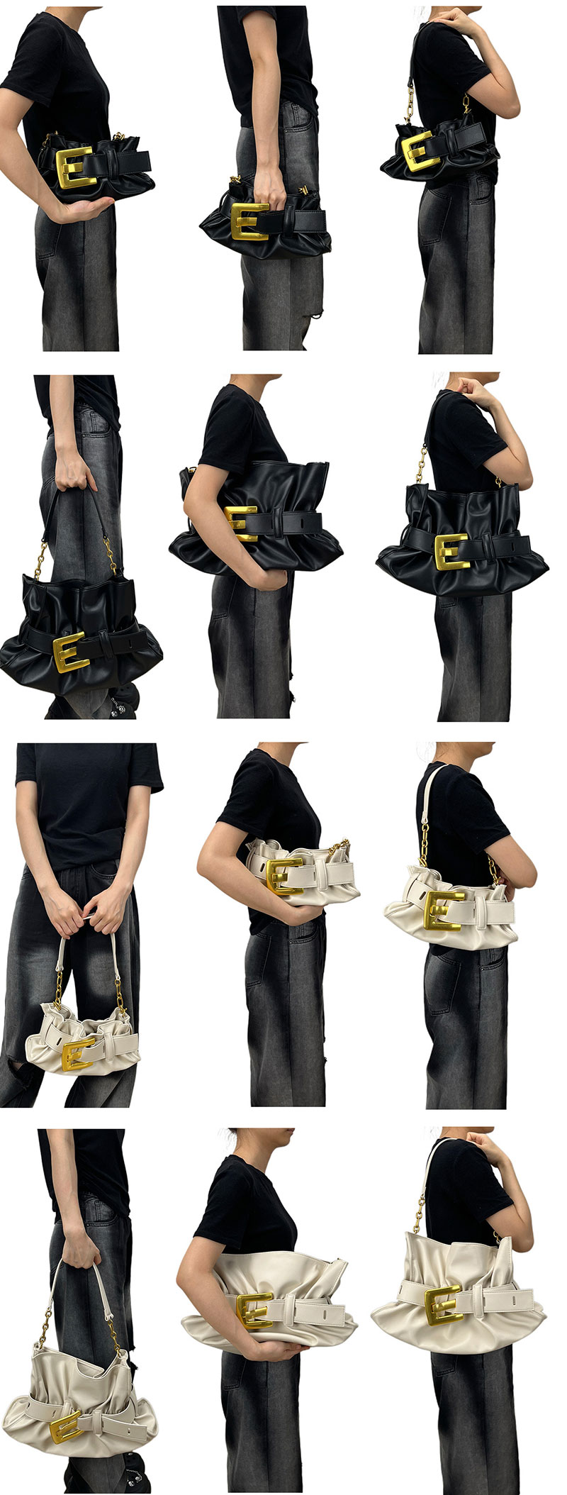 Chic Leather Shoulder Bag for Women with Stylish Belt Buckle