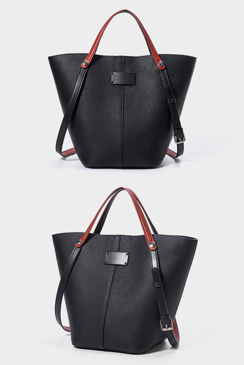 Premium Custom Leather Bucket Tote Bag with Adjustable Shoulder Strap