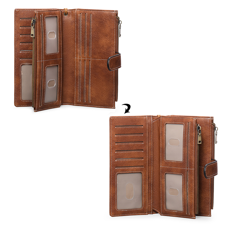 Stylish RFID-Blocking Leather Zippered Cash Wallet for Women