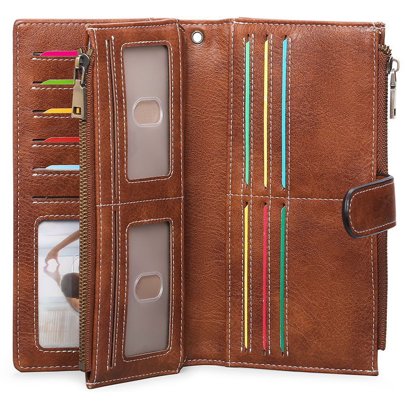 Stylish RFID-Blocking Leather Zippered Cash Wallet for Women