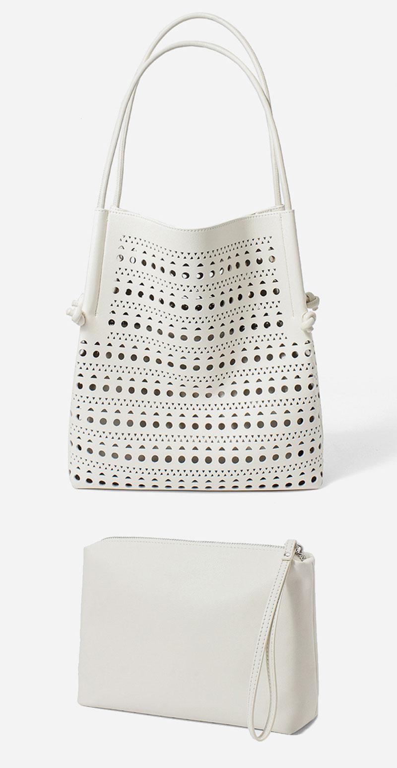 Chic Women's Leather Shoulder Bag with Hollowed-out Design