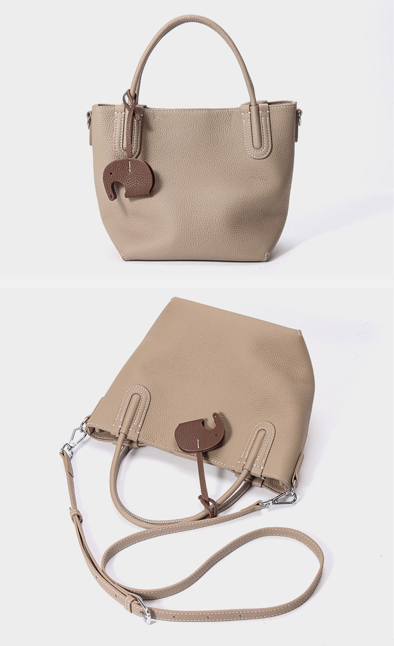 Stylish Premium Leather Bucket Tote Bag with Adjustable Shoulder Strap