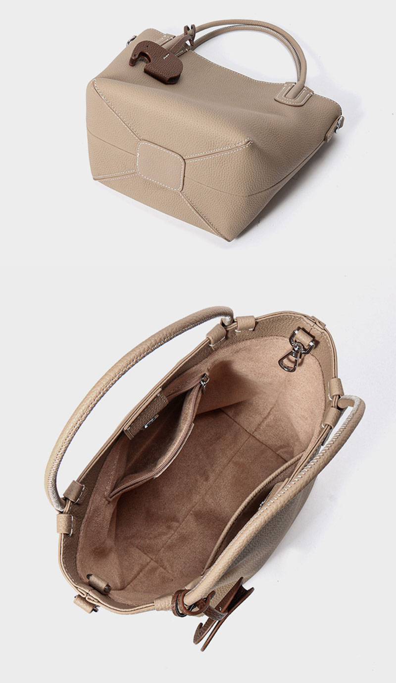 Stylish Premium Leather Bucket Tote Bag with Adjustable Shoulder Strap