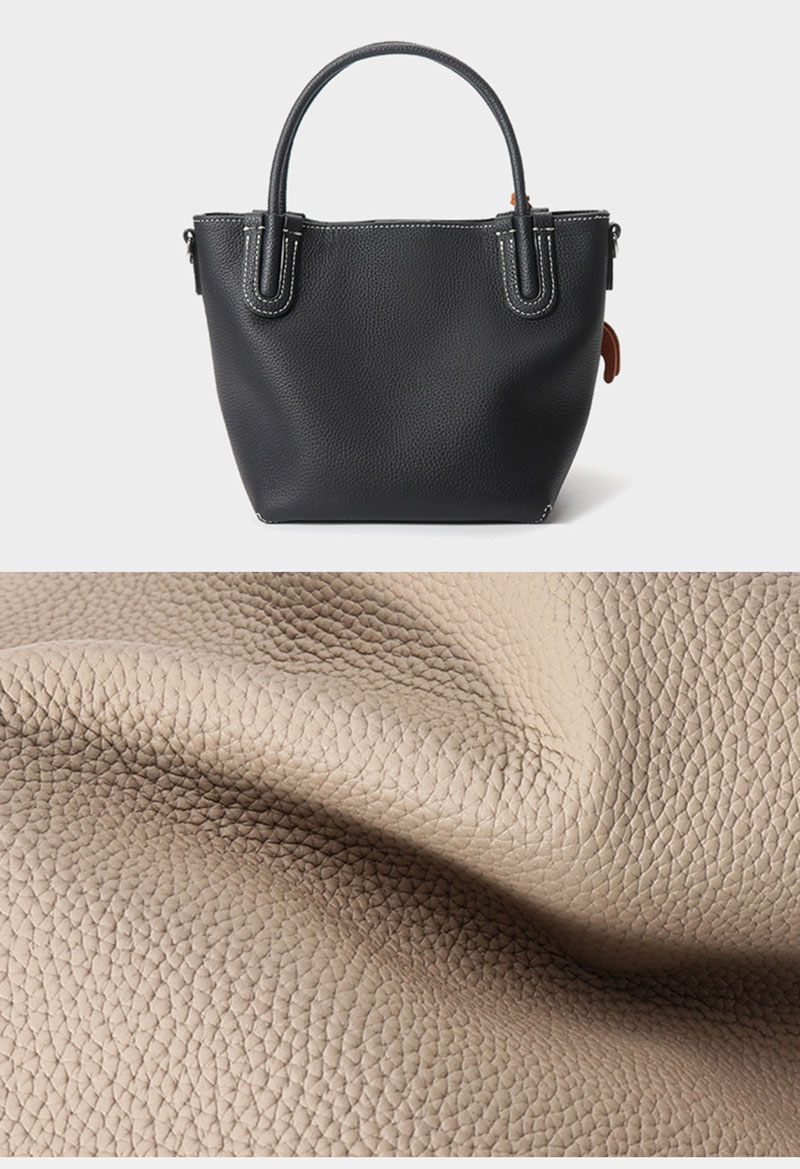 Stylish Premium Leather Bucket Tote Bag with Adjustable Shoulder Strap
