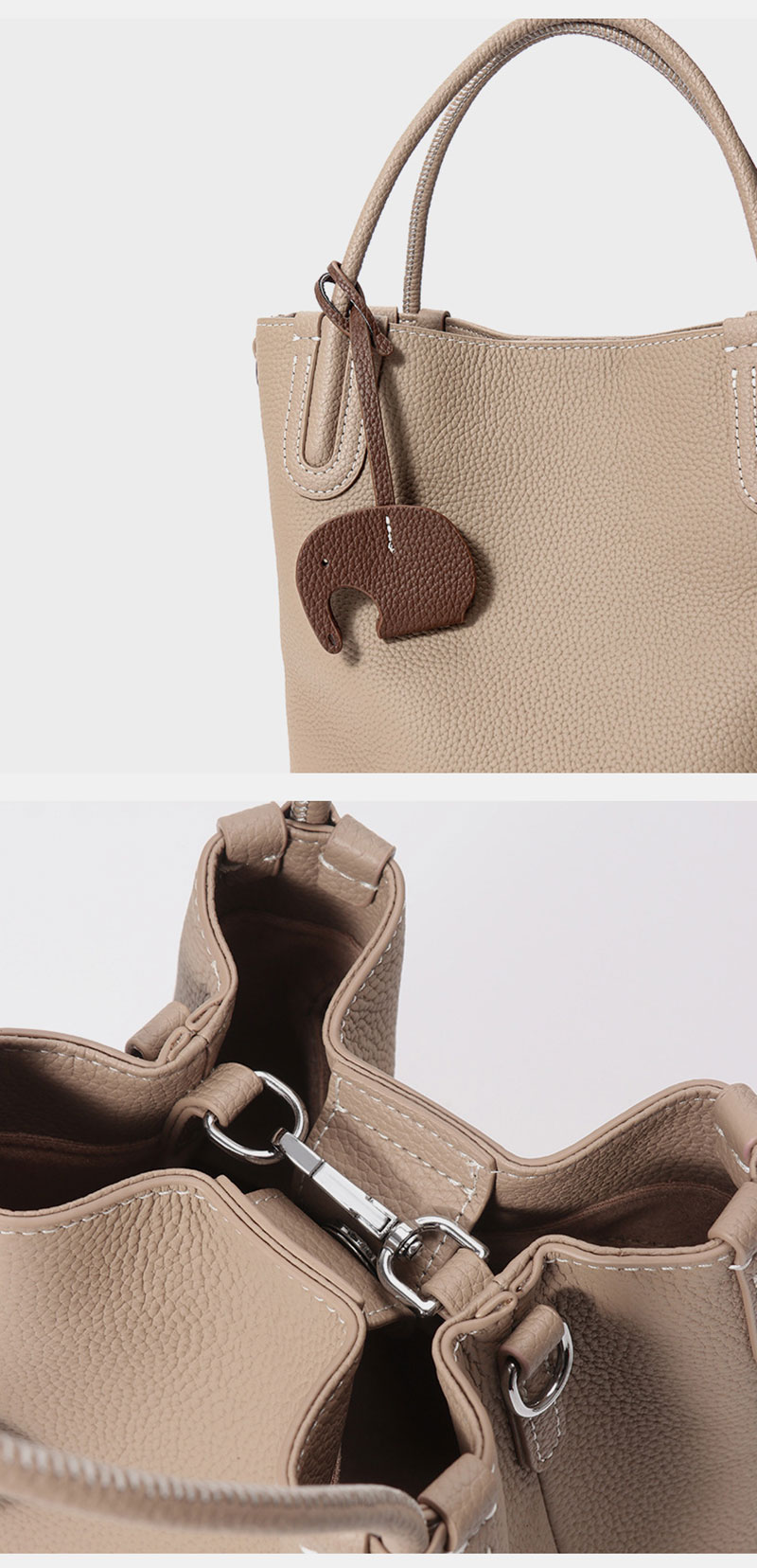 Stylish Premium Leather Bucket Tote Bag with Adjustable Shoulder Strap