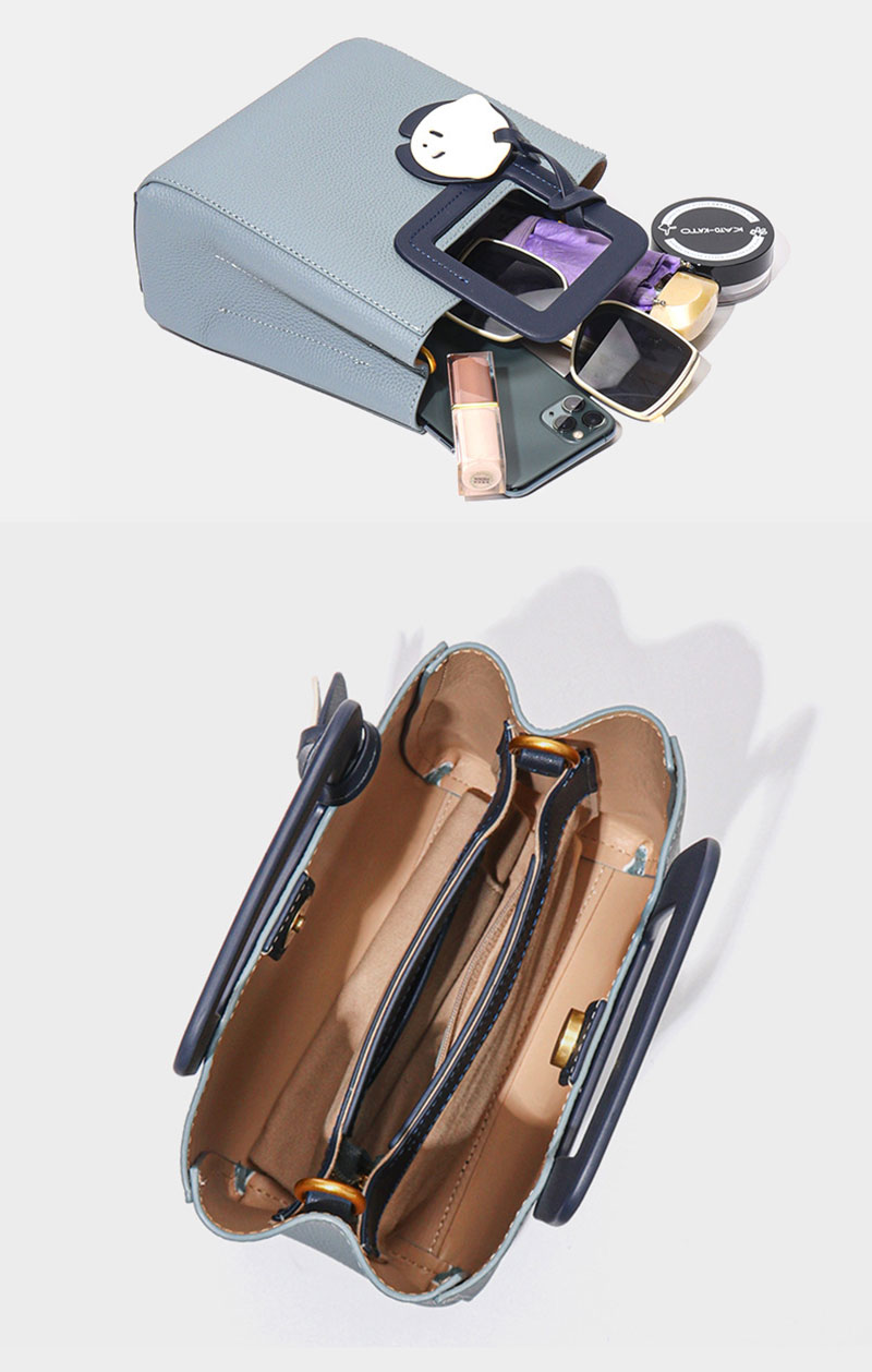 Stylish Light Blue Pebble Leather Crossbody Bag for Women