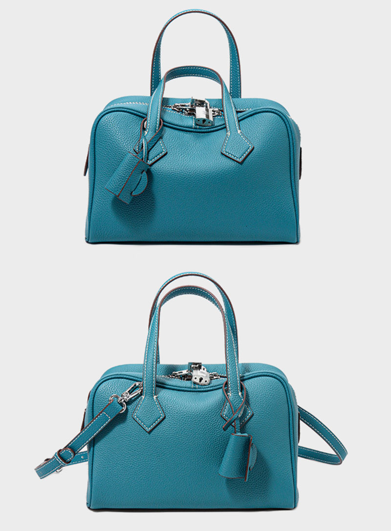 Elegant Peacock Green Leather Shoulder Bag with Adjustable Crossbody Strap