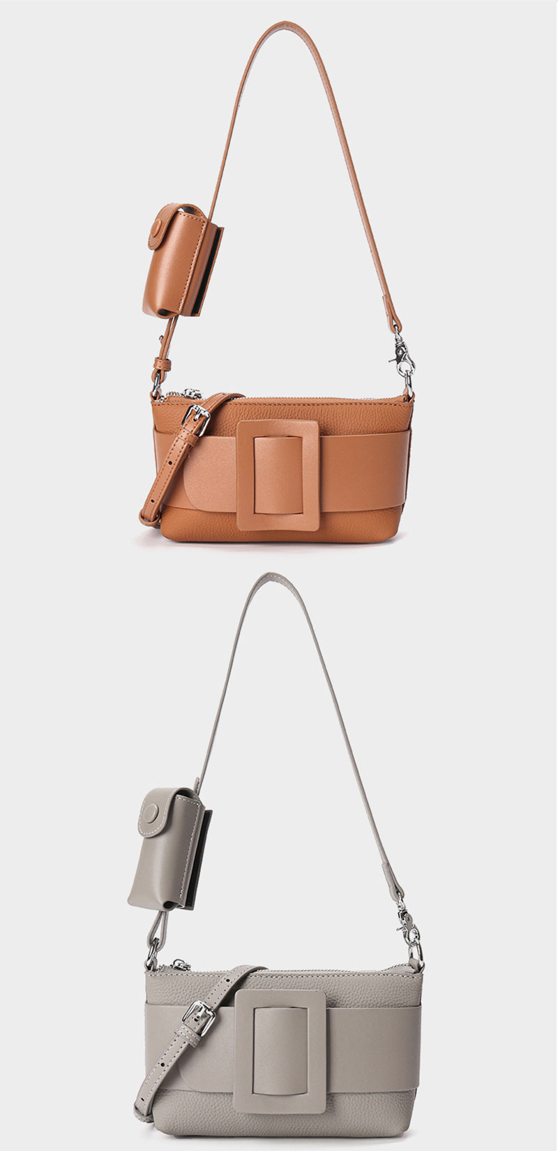 Stylish Leather Shoulder Bag for Women with Lipstick Compartment