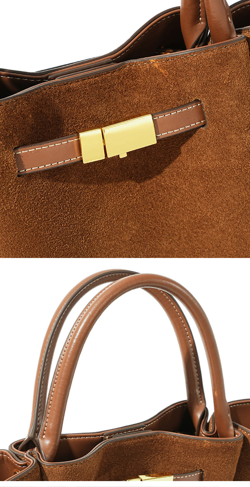 Luxurious Suede Leather Tote Bag with Adjustable Shoulder Strap