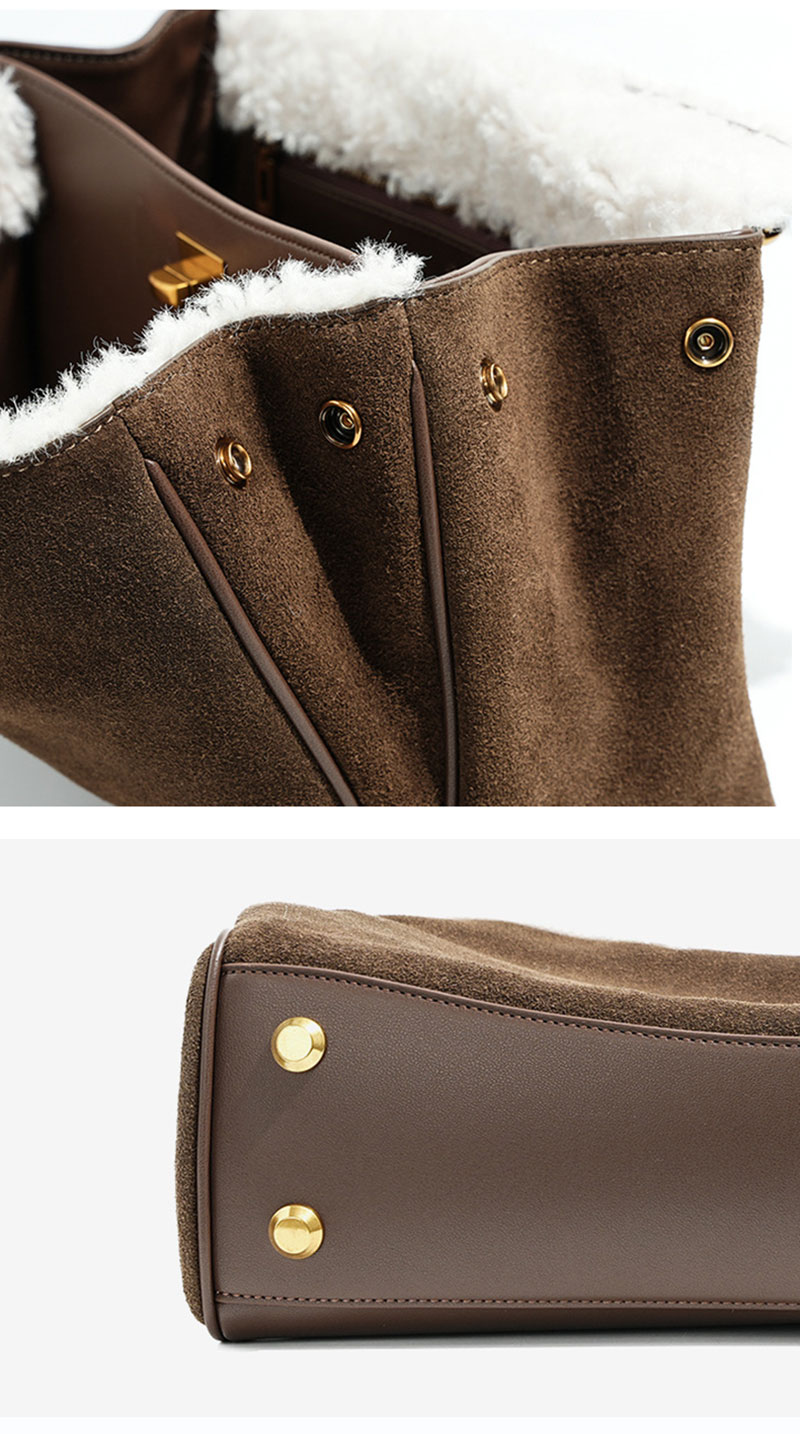 Stylish Winter Genuine Suede Leather Shoulder Bag for Women