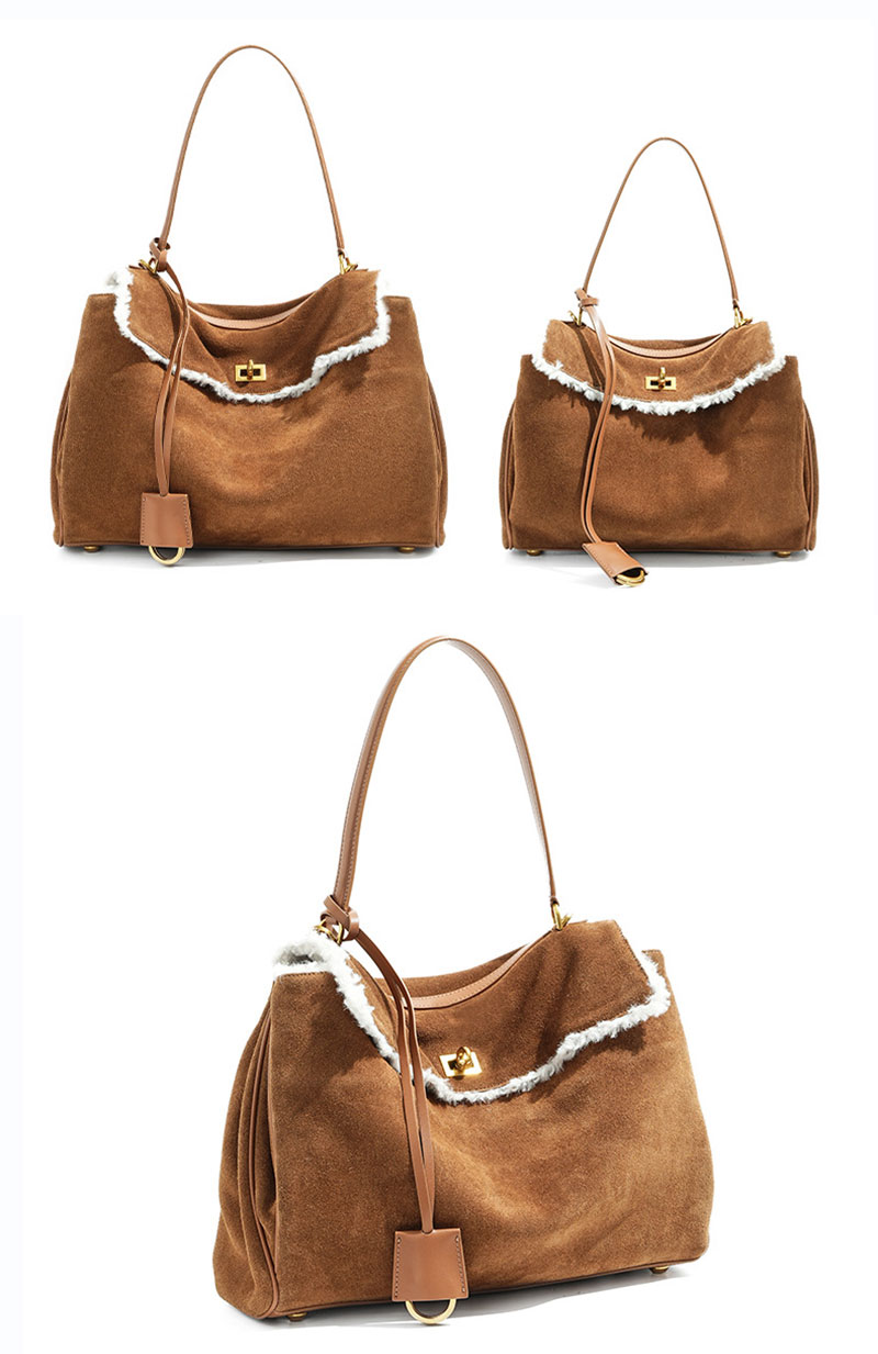 Stylish Winter Genuine Suede Leather Shoulder Bag for Women