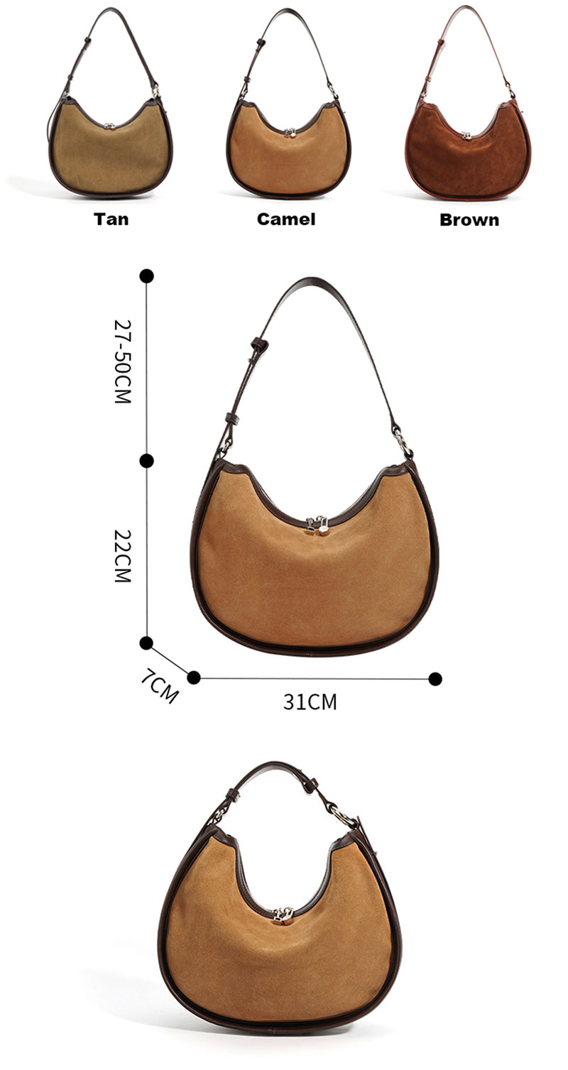 Luxury Brown Suede Leather Shoulder Bag for Fashionable Women