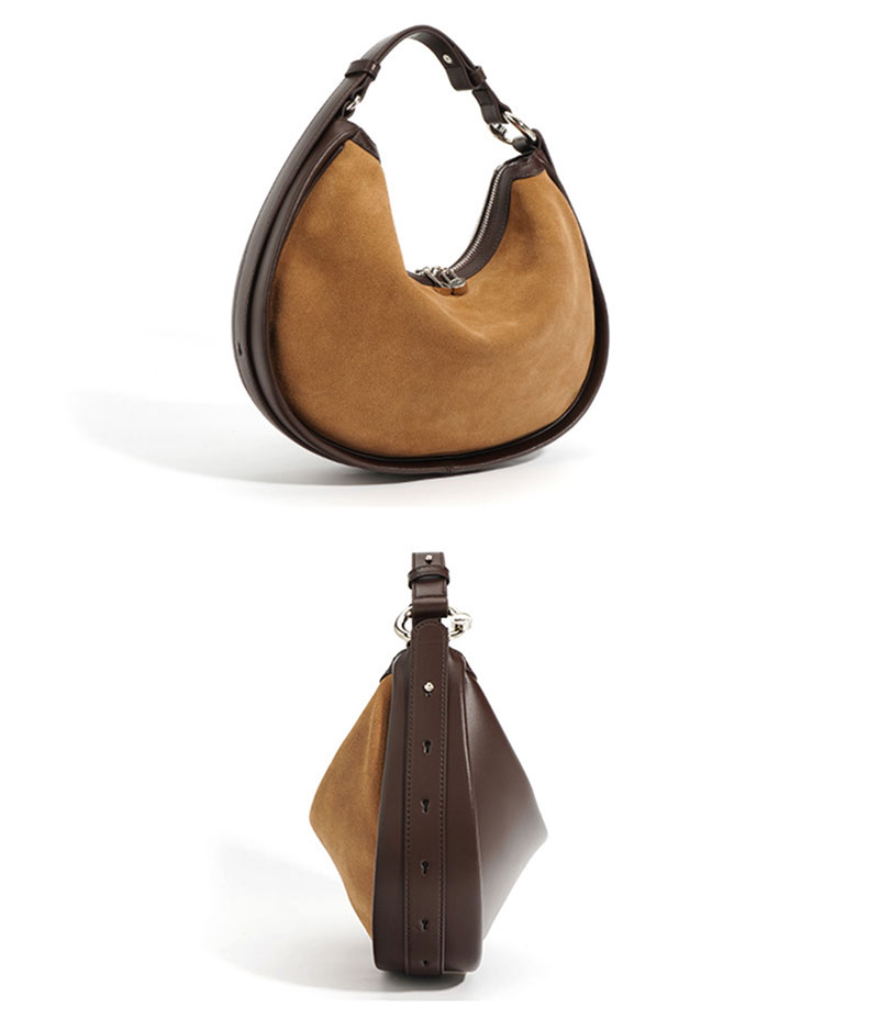 Luxury Brown Suede Leather Shoulder Bag for Fashionable Women