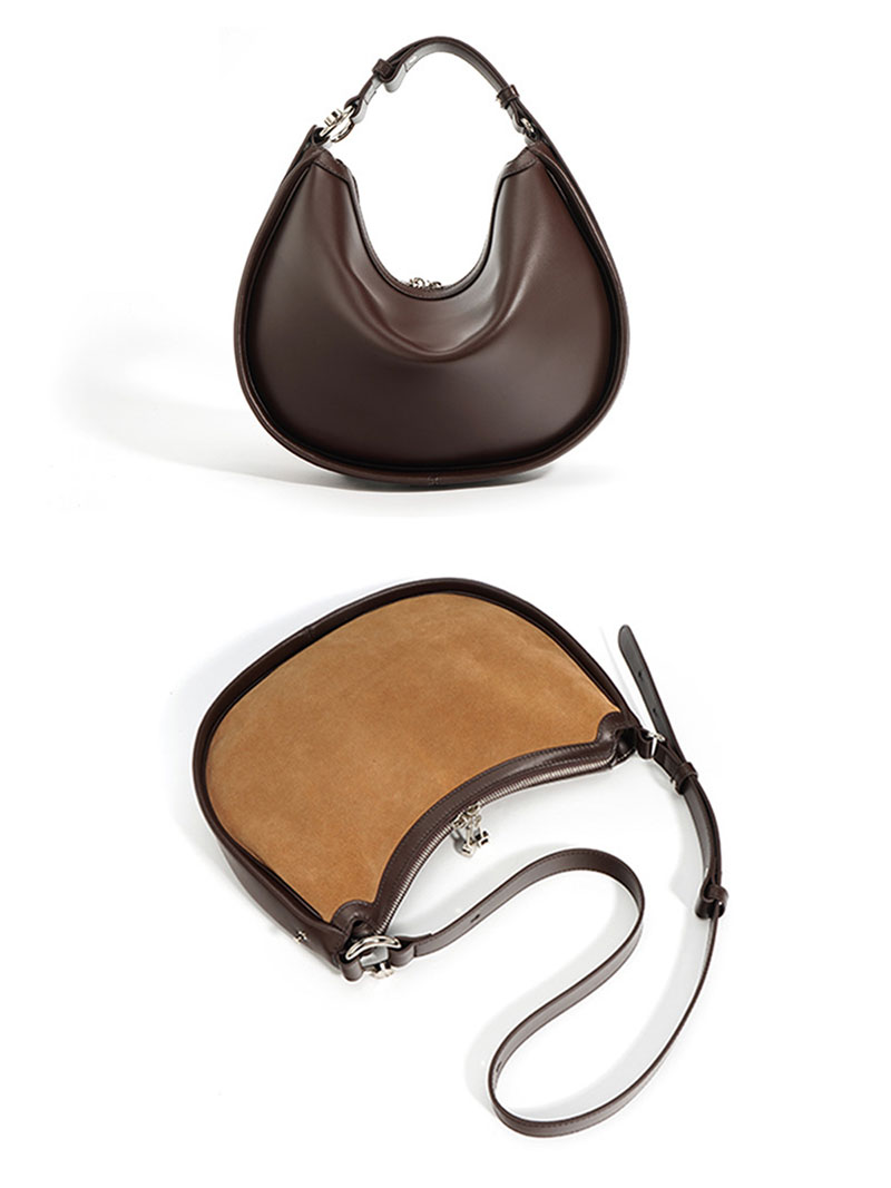 Luxury Brown Suede Leather Shoulder Bag for Fashionable Women