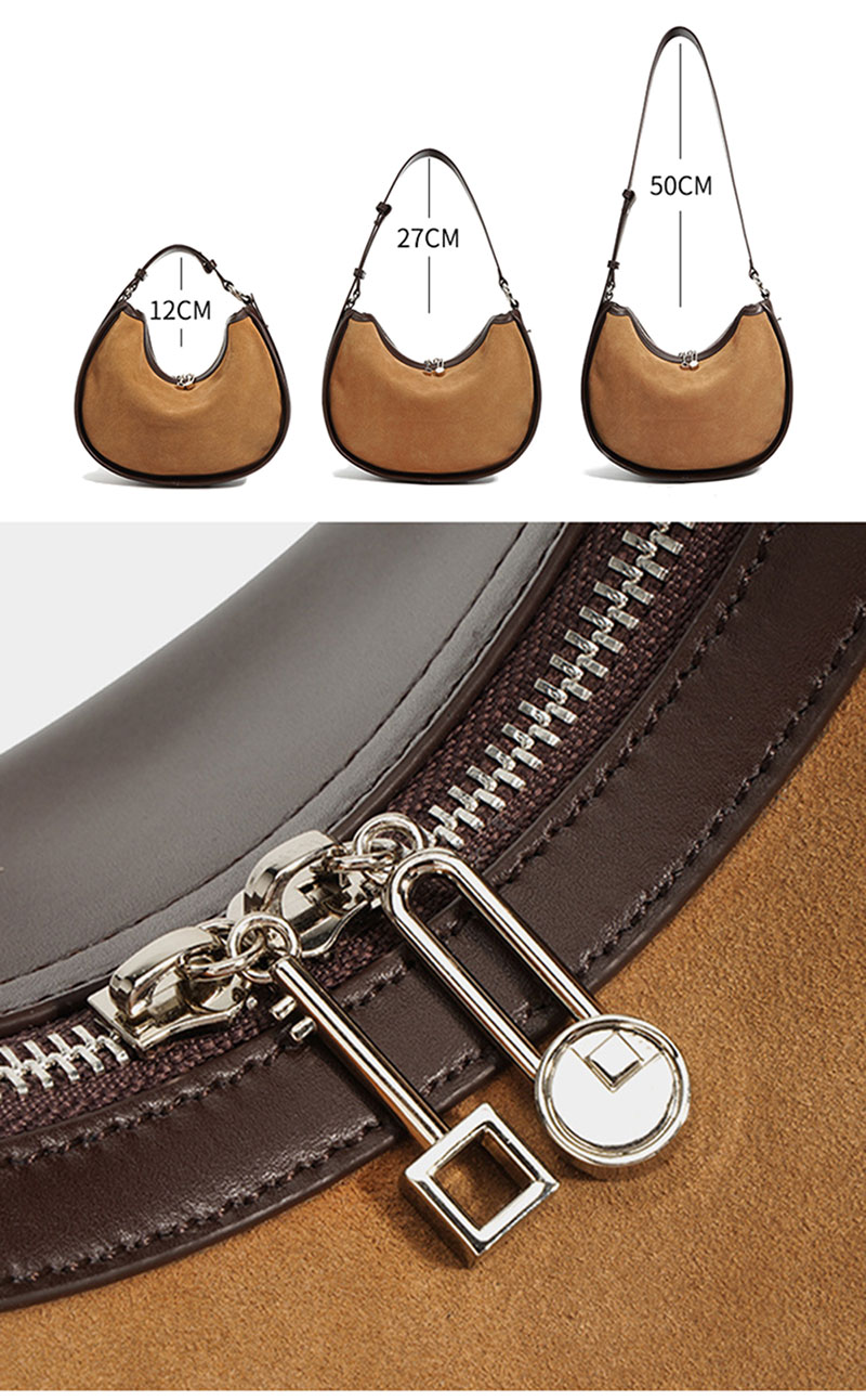 Luxury Brown Suede Leather Shoulder Bag for Fashionable Women