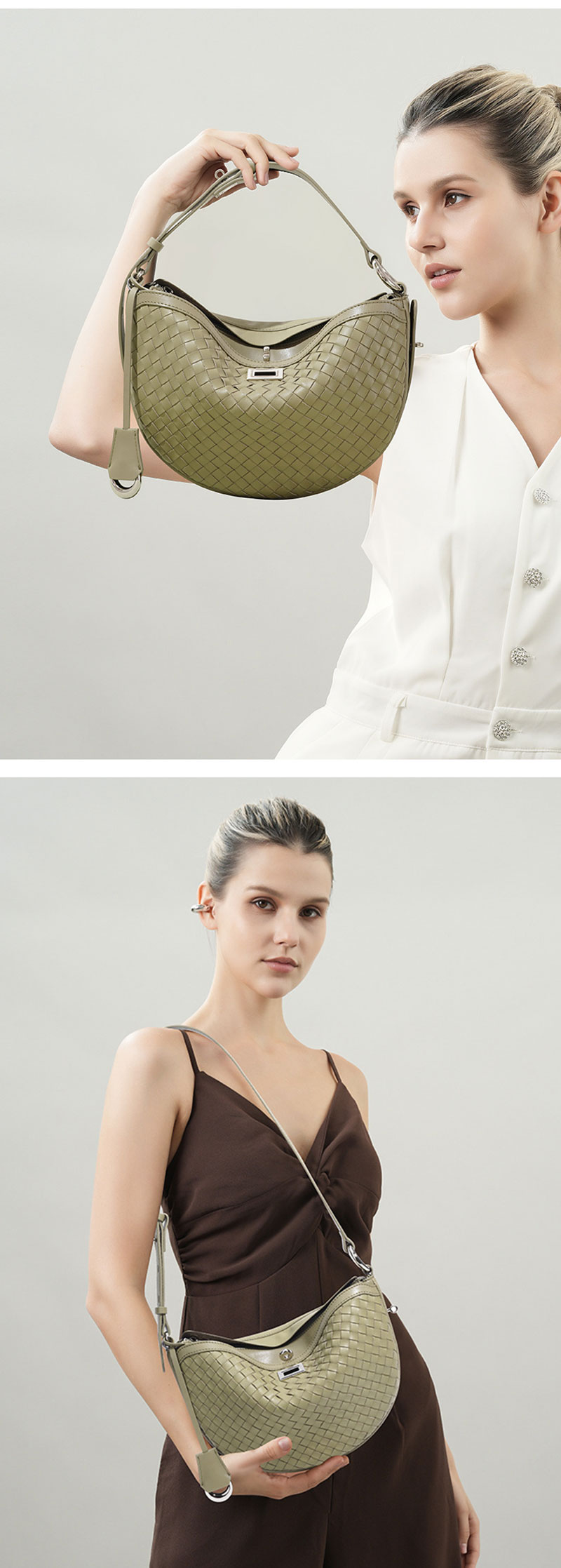 Chic Woven Leather Handbag Shoulder Bag for Trendy Women