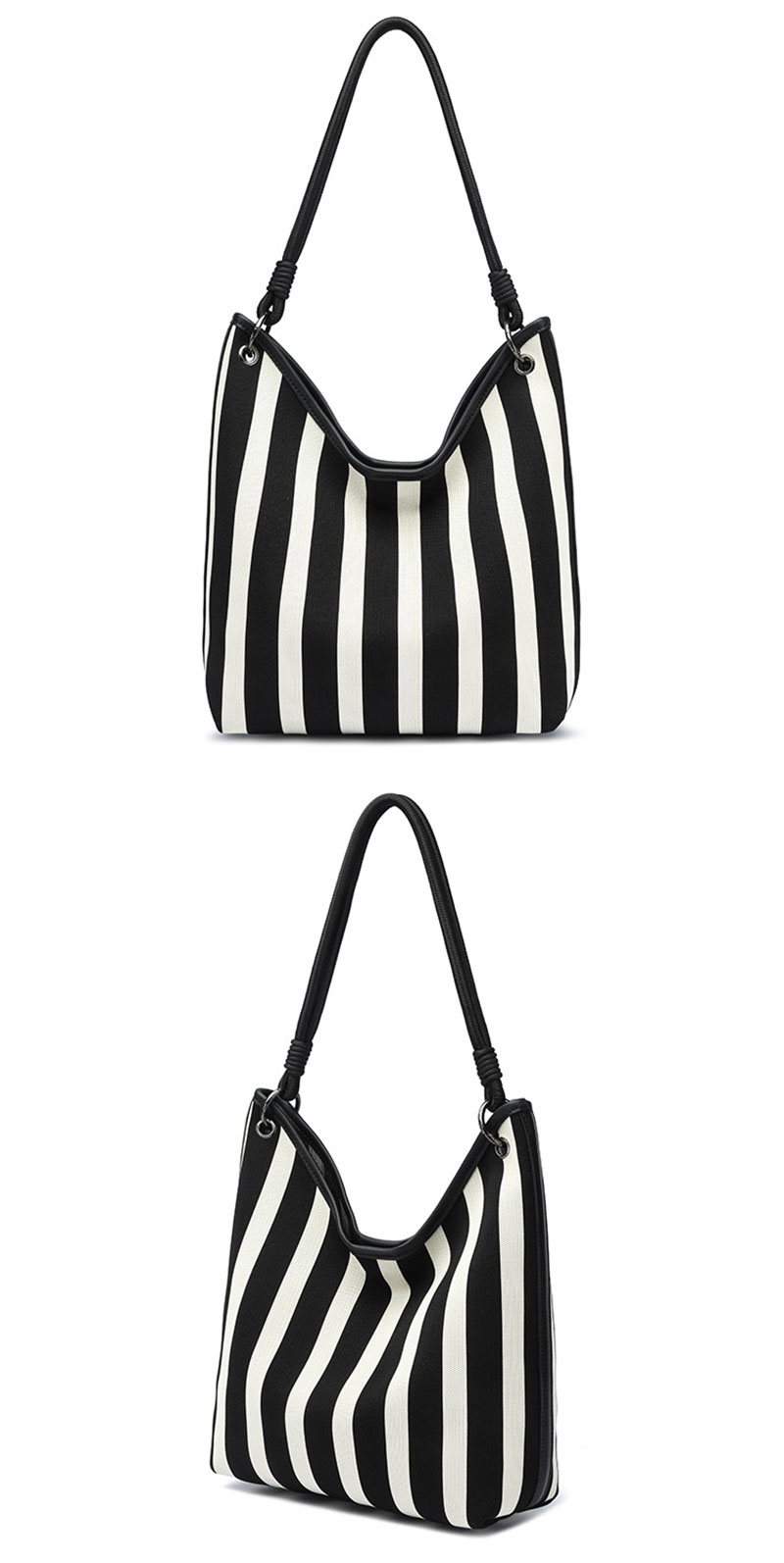 Chic Women's Casual Tote Bag with Trendy Striped Design