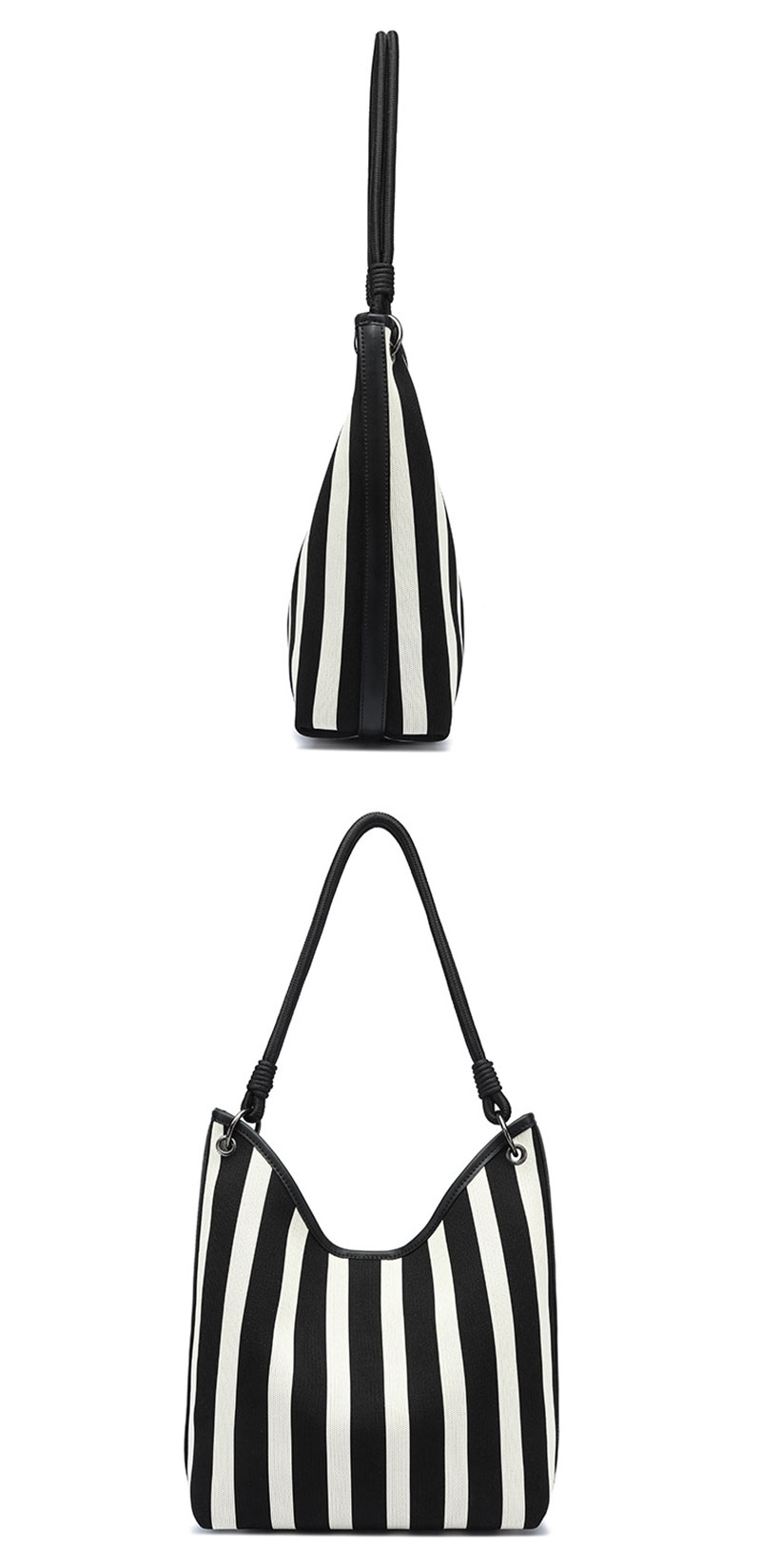 Chic Women's Casual Tote Bag with Trendy Striped Design