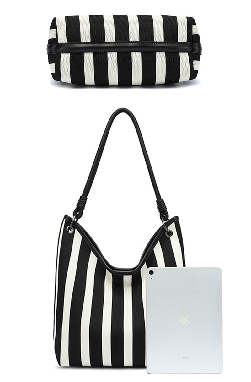 Chic Women's Casual Tote Bag with Trendy Striped Design