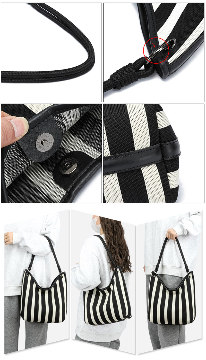 Chic Women's Casual Tote Bag with Trendy Striped Design