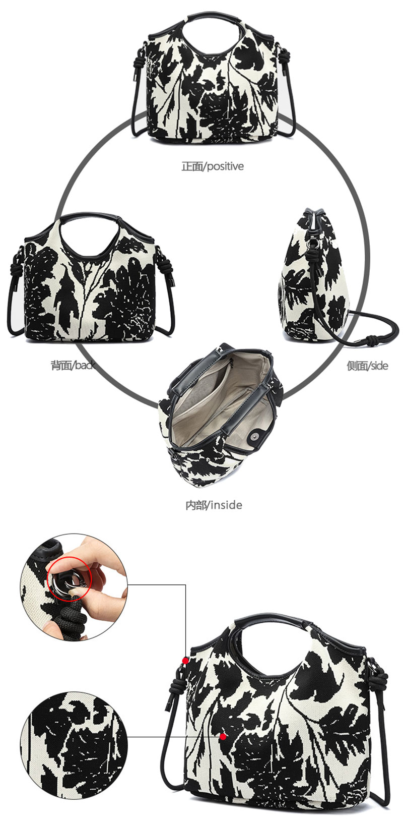 New Arrivel Flower Flyknit Women Tote Bag with Long Shoulder Strap