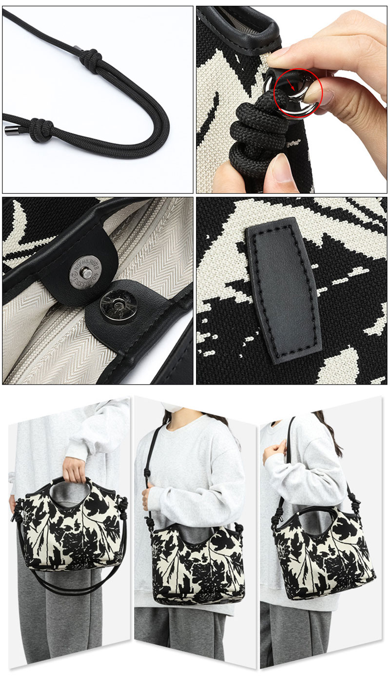 New Arrivel Flower Flyknit Women Tote Bag with Long Shoulder Strap