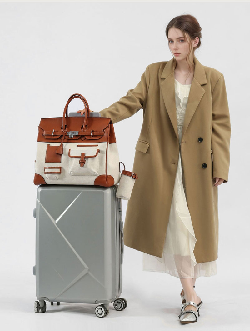 Stylish Designer Berkin PU Leather Canvas Tote Bag for Women