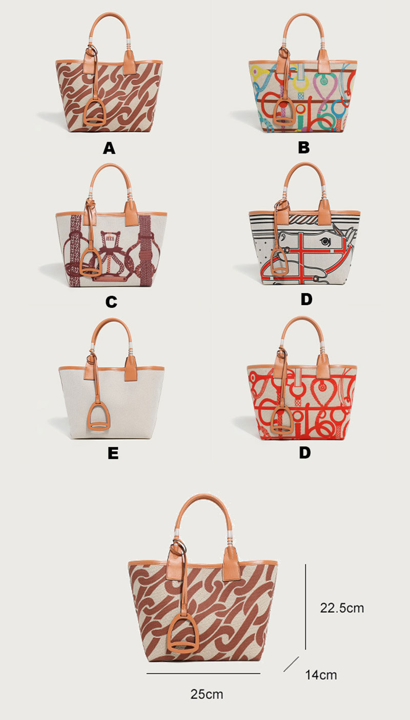 Custom Design Print Canvas Hand Bag PU Leather Tote Bag for Women