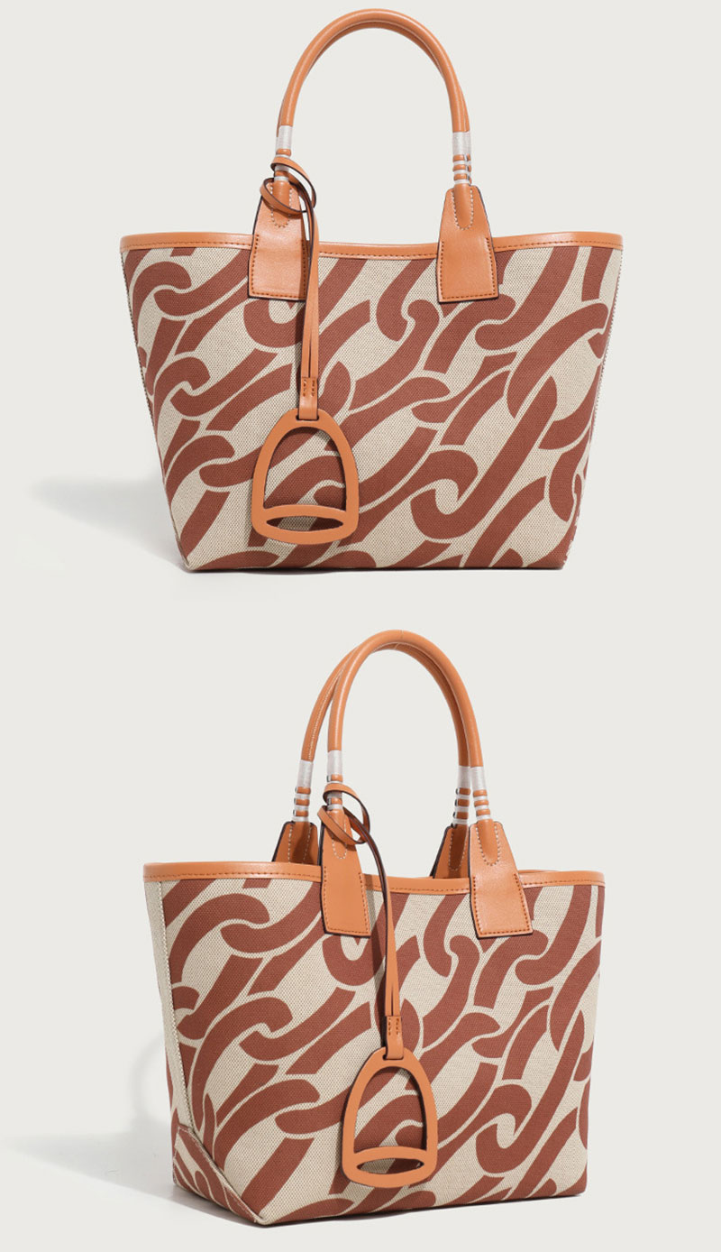 Custom Design Print Canvas Hand Bag PU Leather Tote Bag for Women