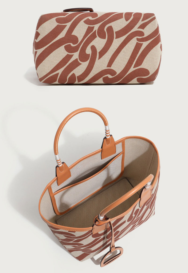 Custom Design Print Canvas Hand Bag PU Leather Tote Bag for Women