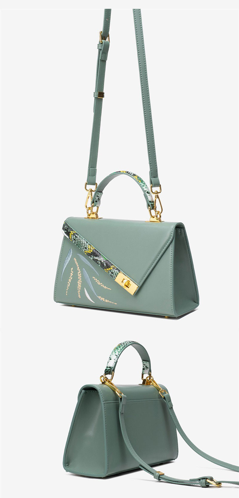 Custom Design Embroidery PU Leather Crossbody Shoulder Bag for Women