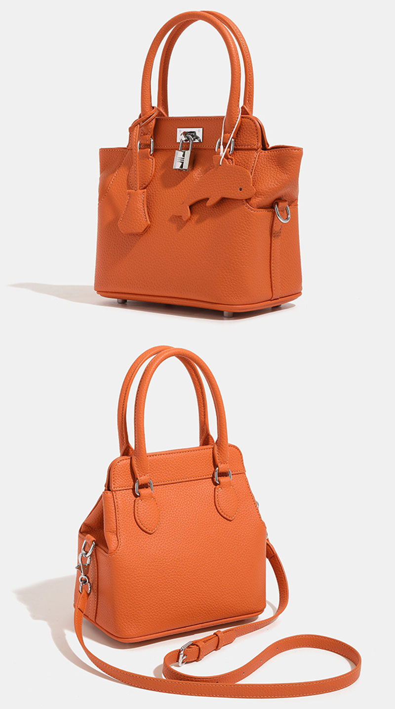 Chic Orange Pebbled Leather Tote Bag for Fashion-Forward Women