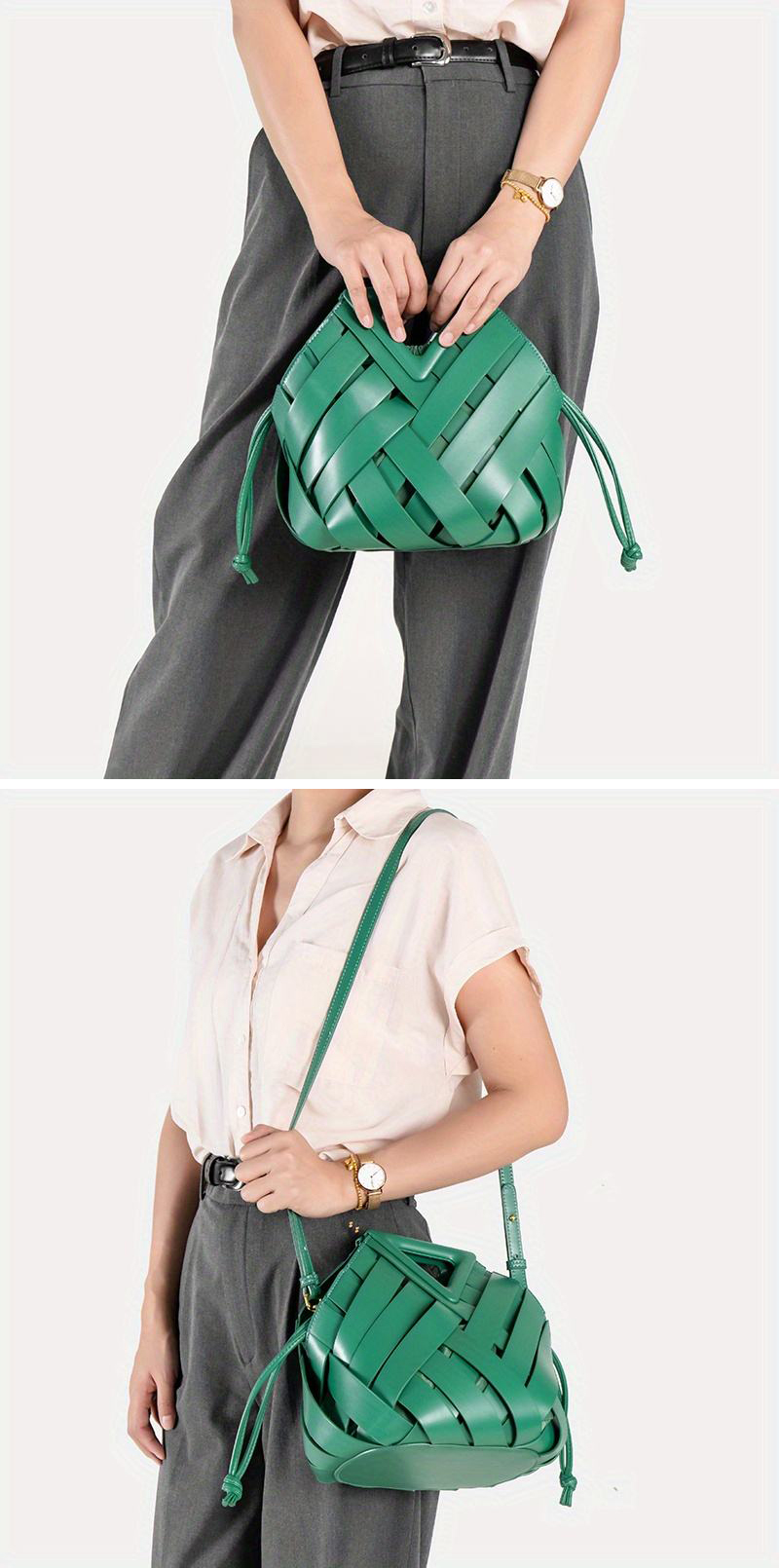 New Arrivel Woven PU Leather Women Hand Bag with Shoulder Strap