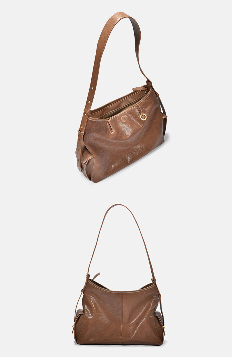 Guangzhou Premium Brown Leather Shoulder Bag Women Handbags