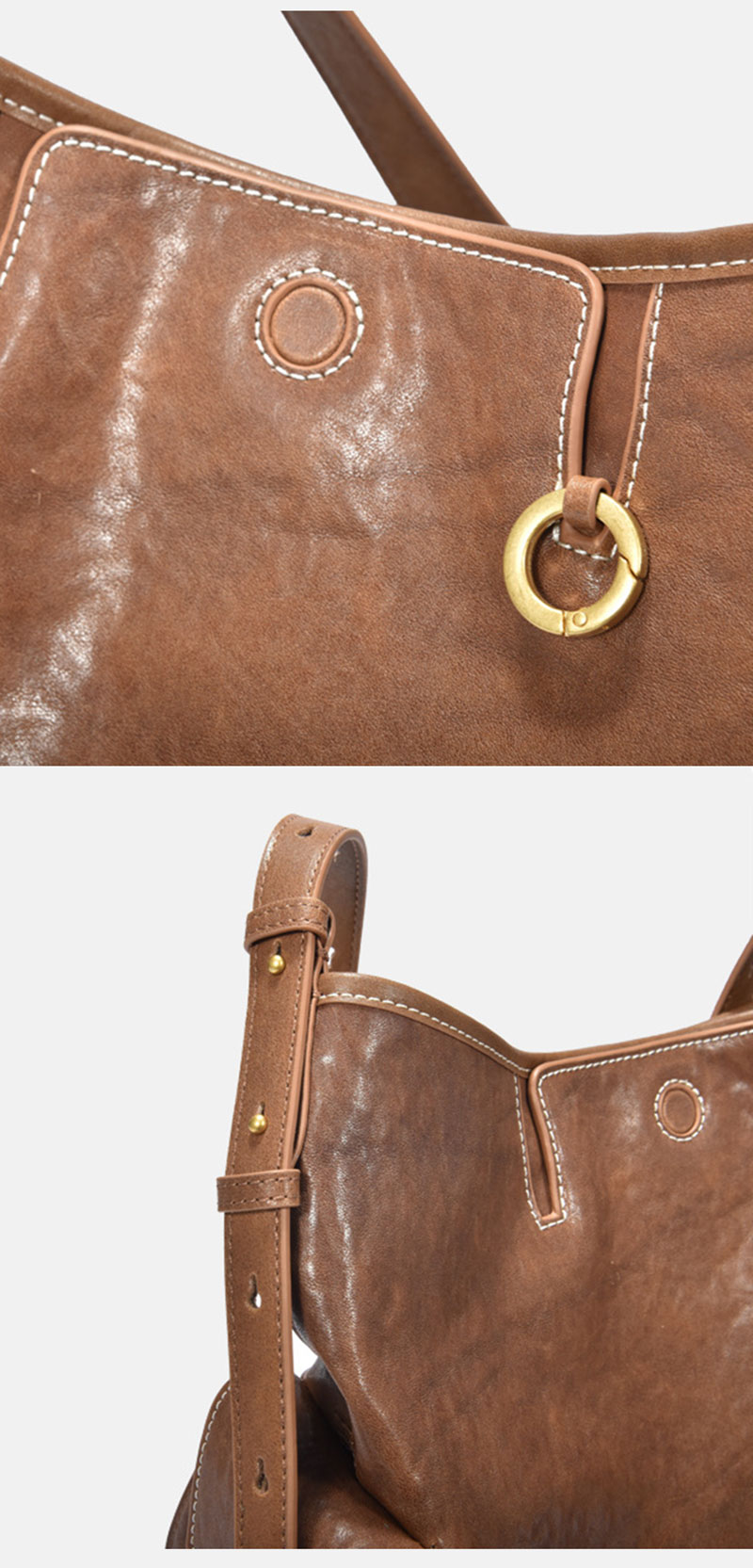 Guangzhou Premium Brown Leather Shoulder Bag Women Handbags