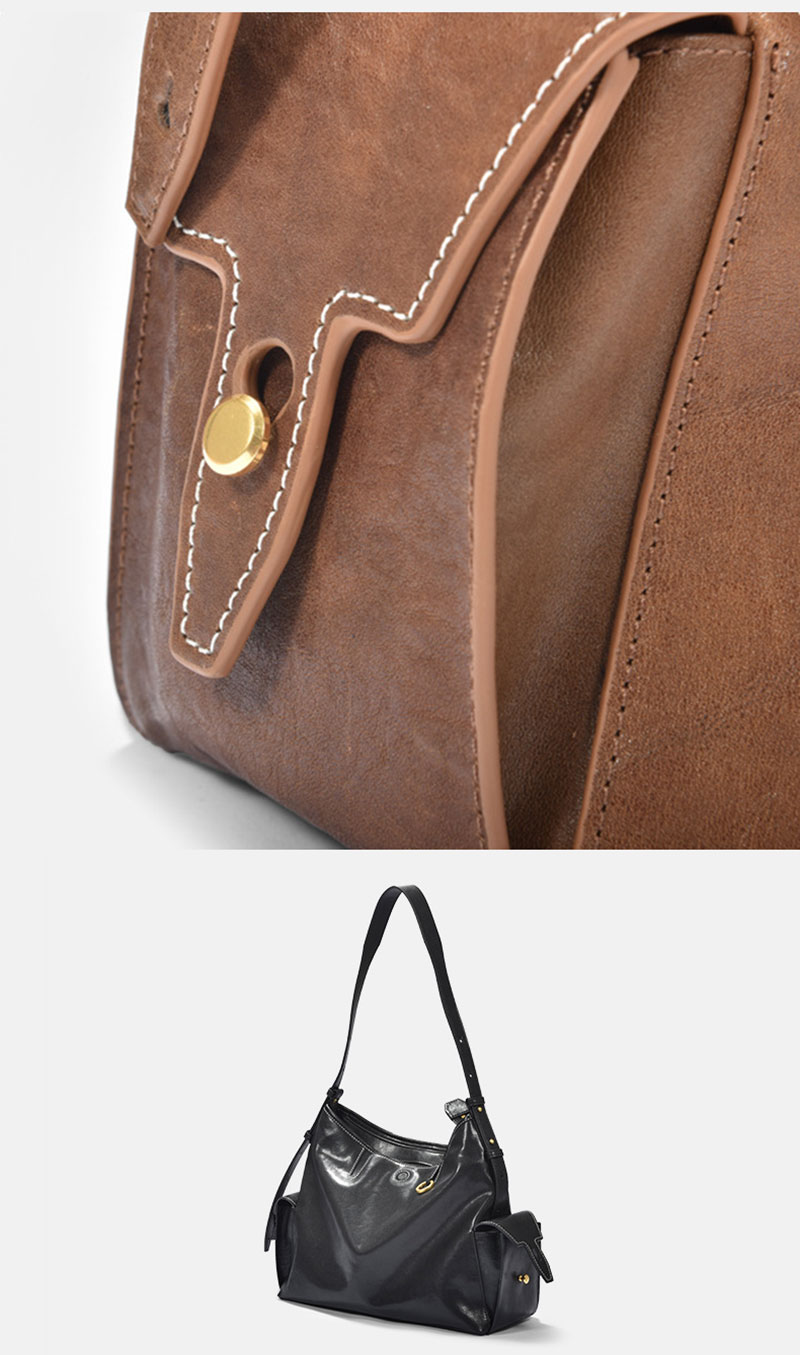 Guangzhou Premium Brown Leather Shoulder Bag Women Handbags