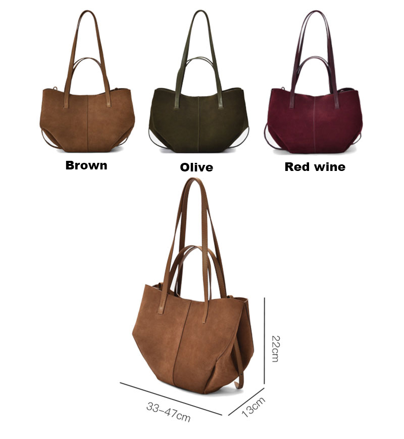 Stylish Premium Olive Suede Leather Handbags Women Tote Bag