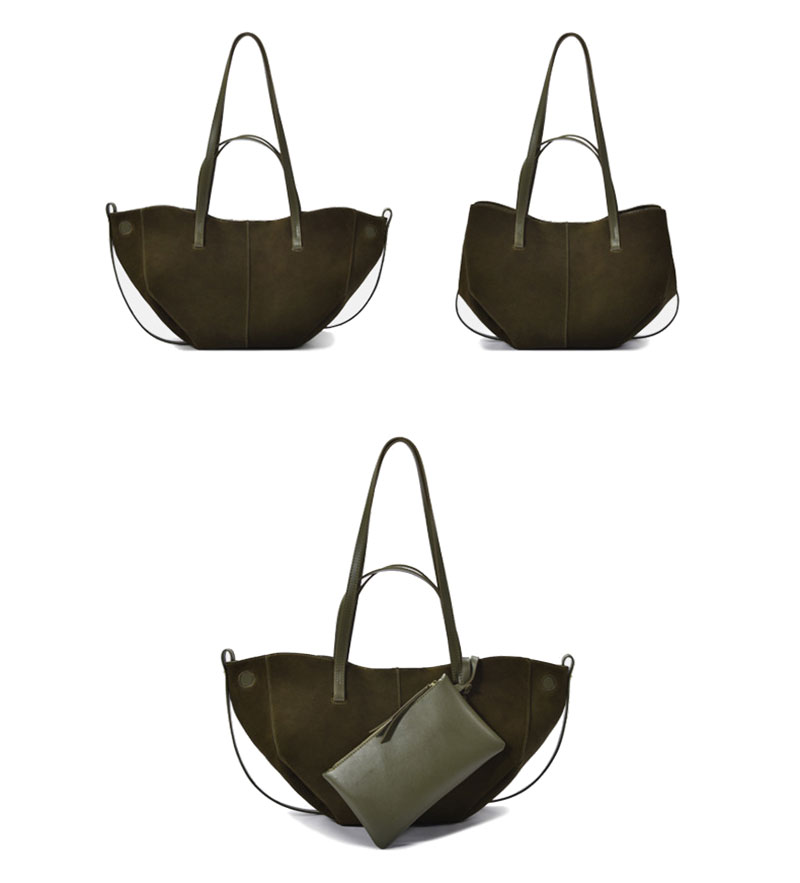 Stylish Premium Olive Suede Leather Handbags Women Tote Bag