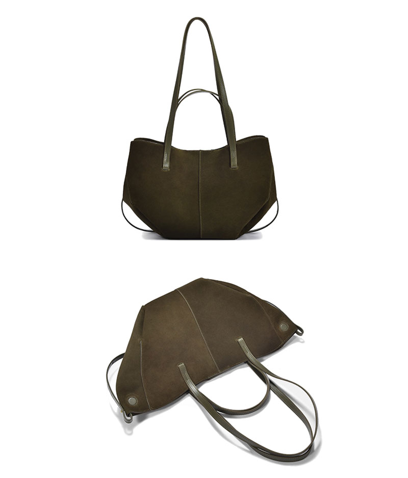 Stylish Premium Olive Suede Leather Handbags Women Tote Bag