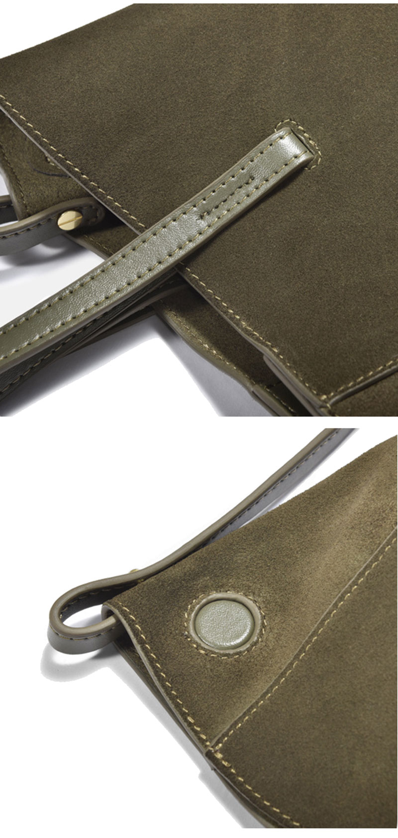 Stylish Premium Olive Suede Leather Handbags Women Tote Bag