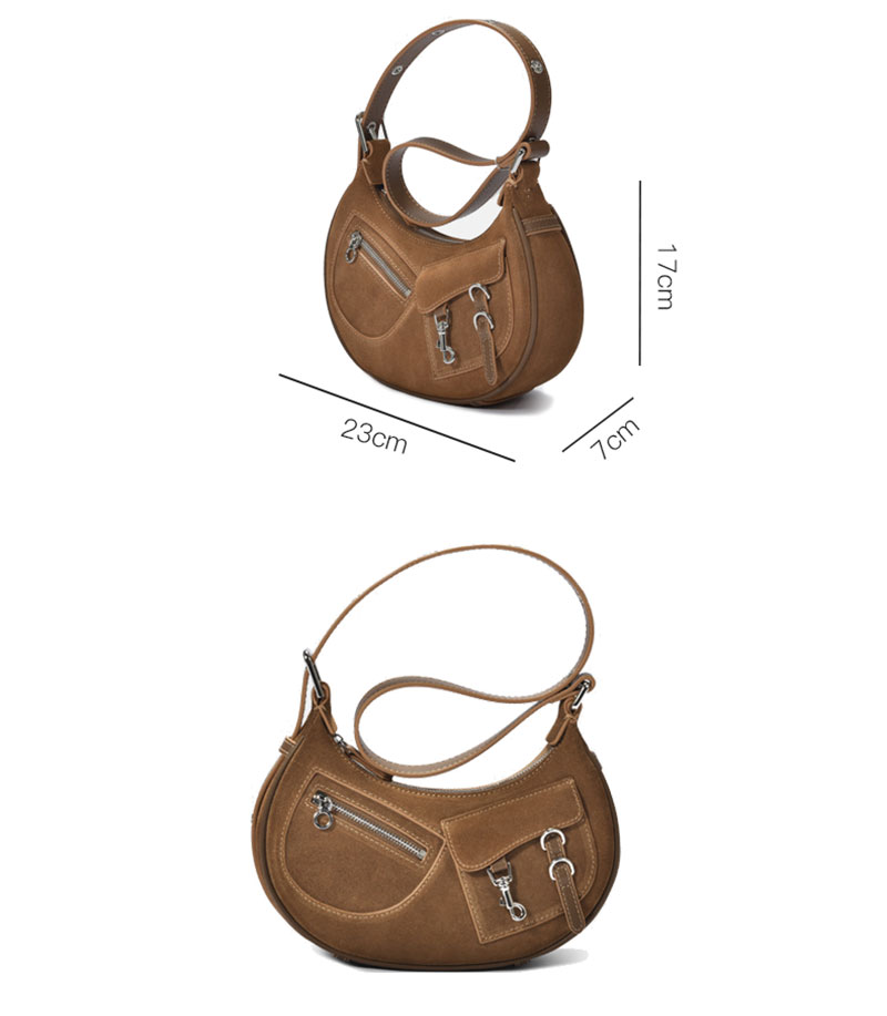 Stylish Brown Suede Leather Crossbody Shoulder Bag for Women