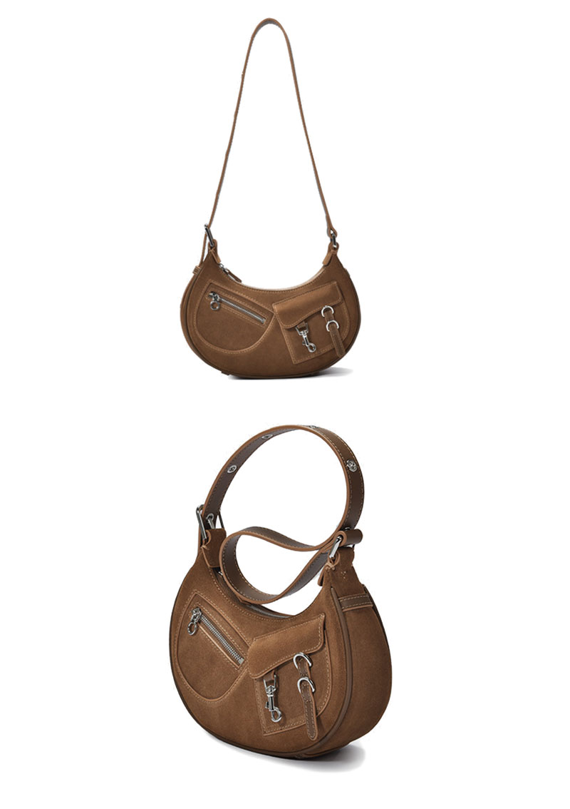 Stylish Brown Suede Leather Crossbody Shoulder Bag for Women
