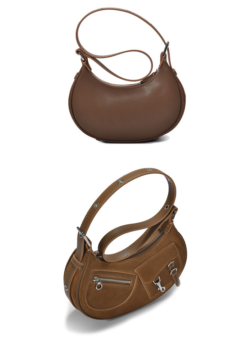 Stylish Brown Suede Leather Crossbody Shoulder Bag for Women