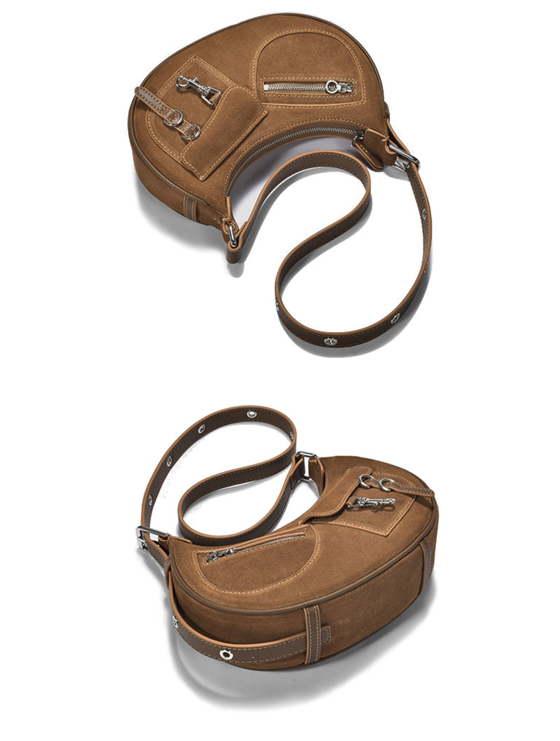 Stylish Brown Suede Leather Crossbody Shoulder Bag for Women