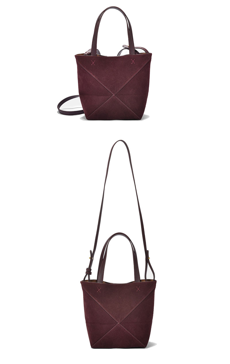 Custom Design Premium Suede Leather Tote Bag with Shoulder Strap